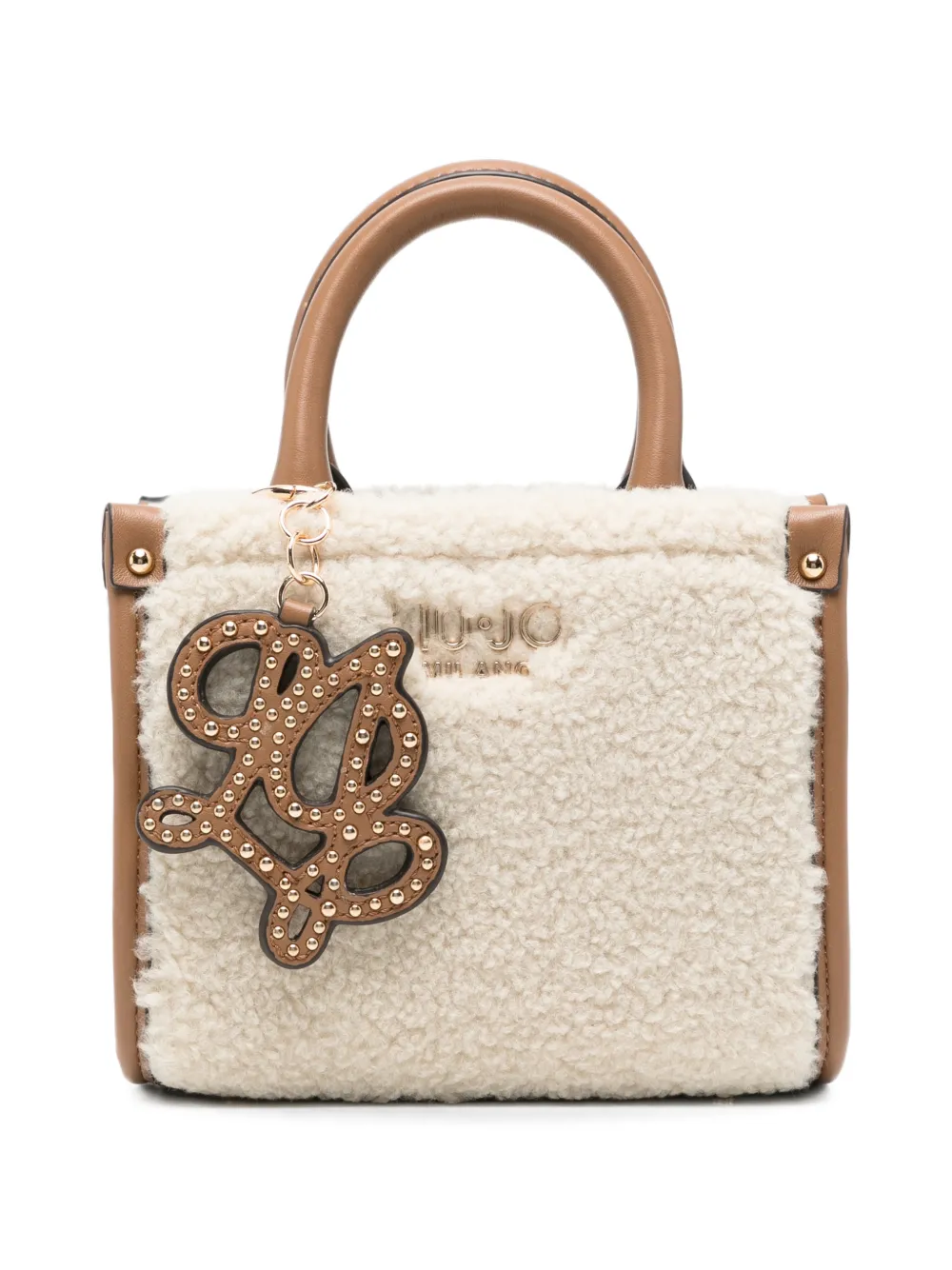 LIU JO faux-shearling logo-plaque tote bag - Toni neutri