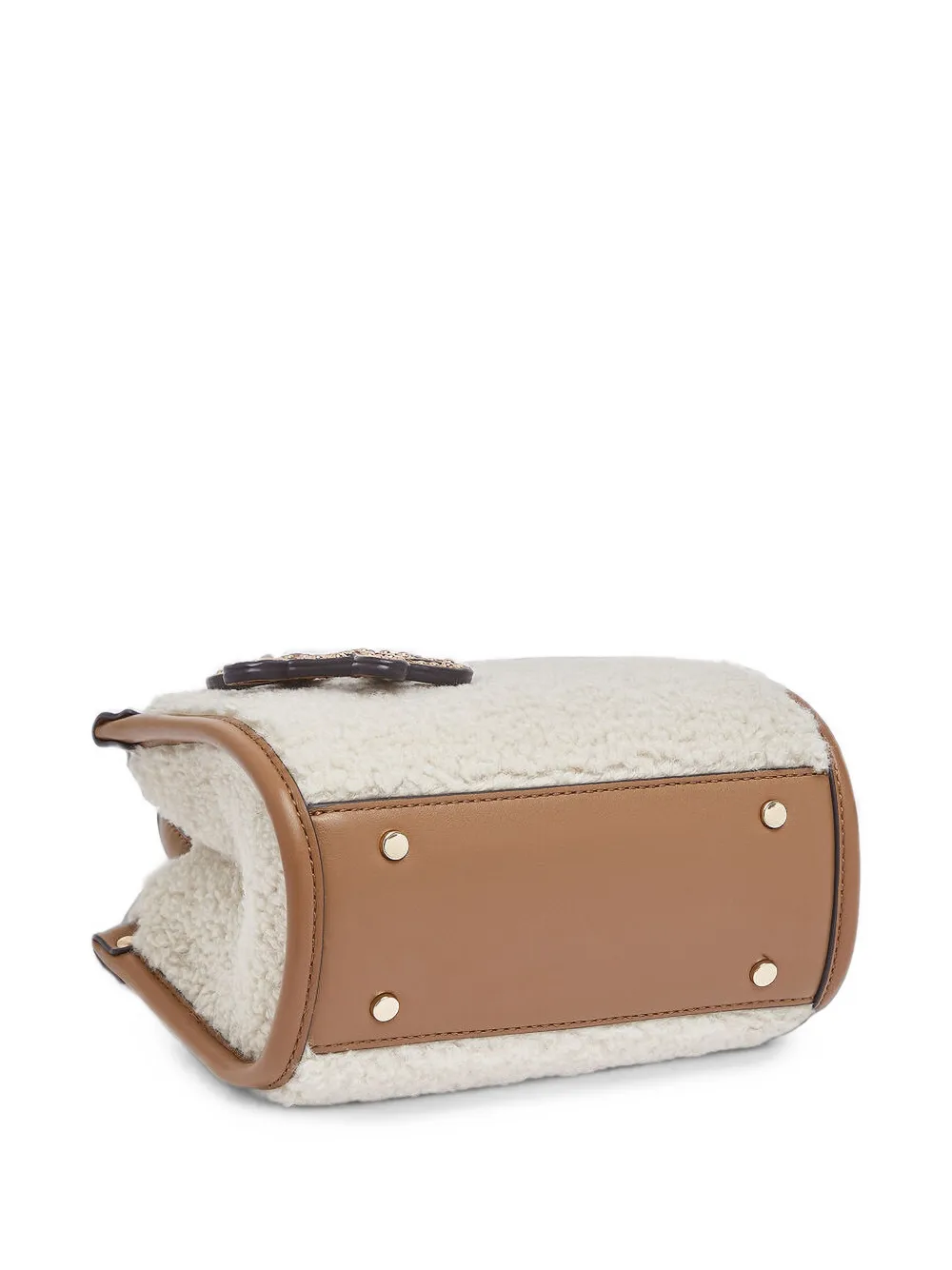 LIU JO Shopper met imitatielamswol en logoplakkaat Beige
