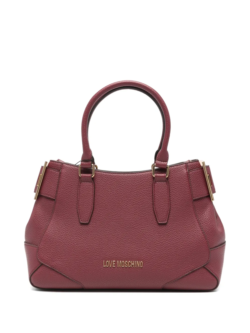 Love Moschino logo-plaque grained-effect tote bag Rood