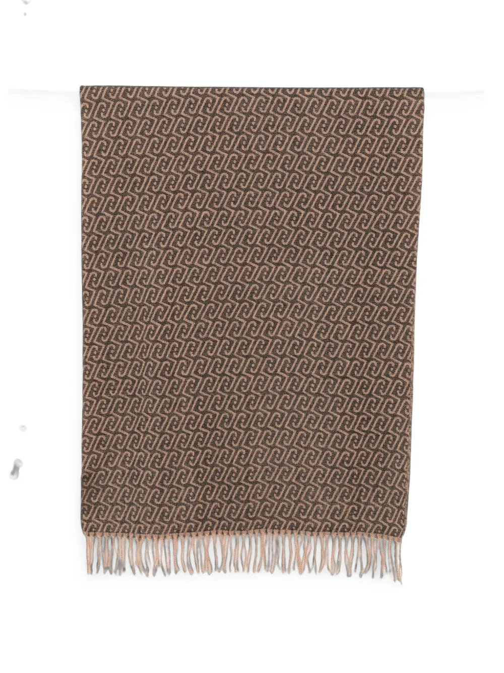 LIU JO monogram-pattern fringed scarf - Braun