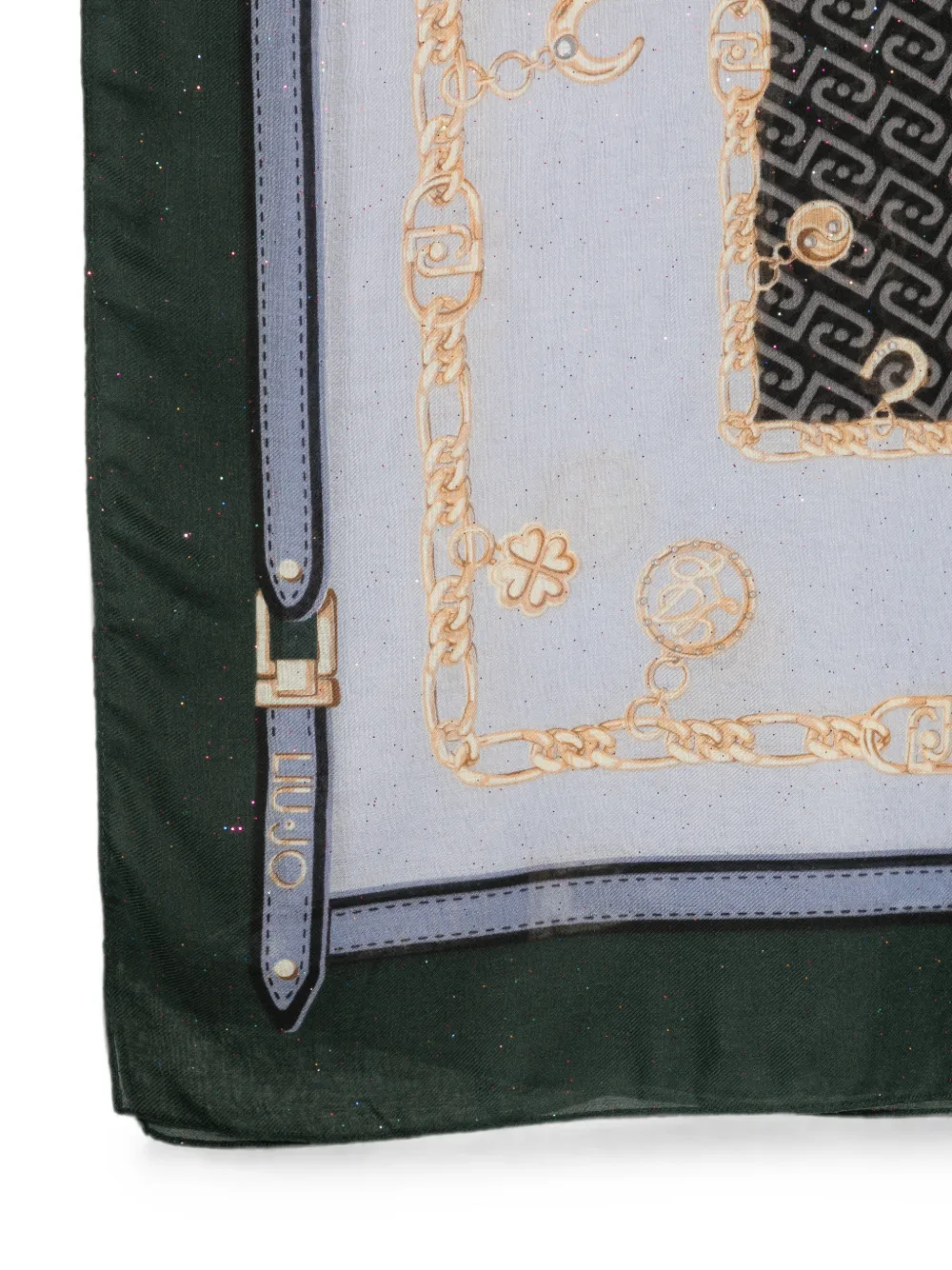 LIU JO Sjaal met monogramprint en schakelketting Groen