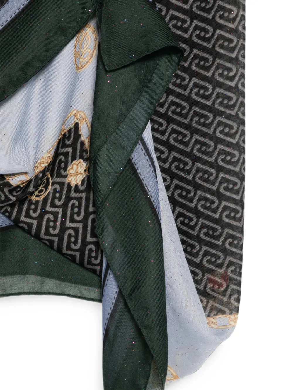 LIU JO Sjaal met monogramprint en schakelketting Groen
