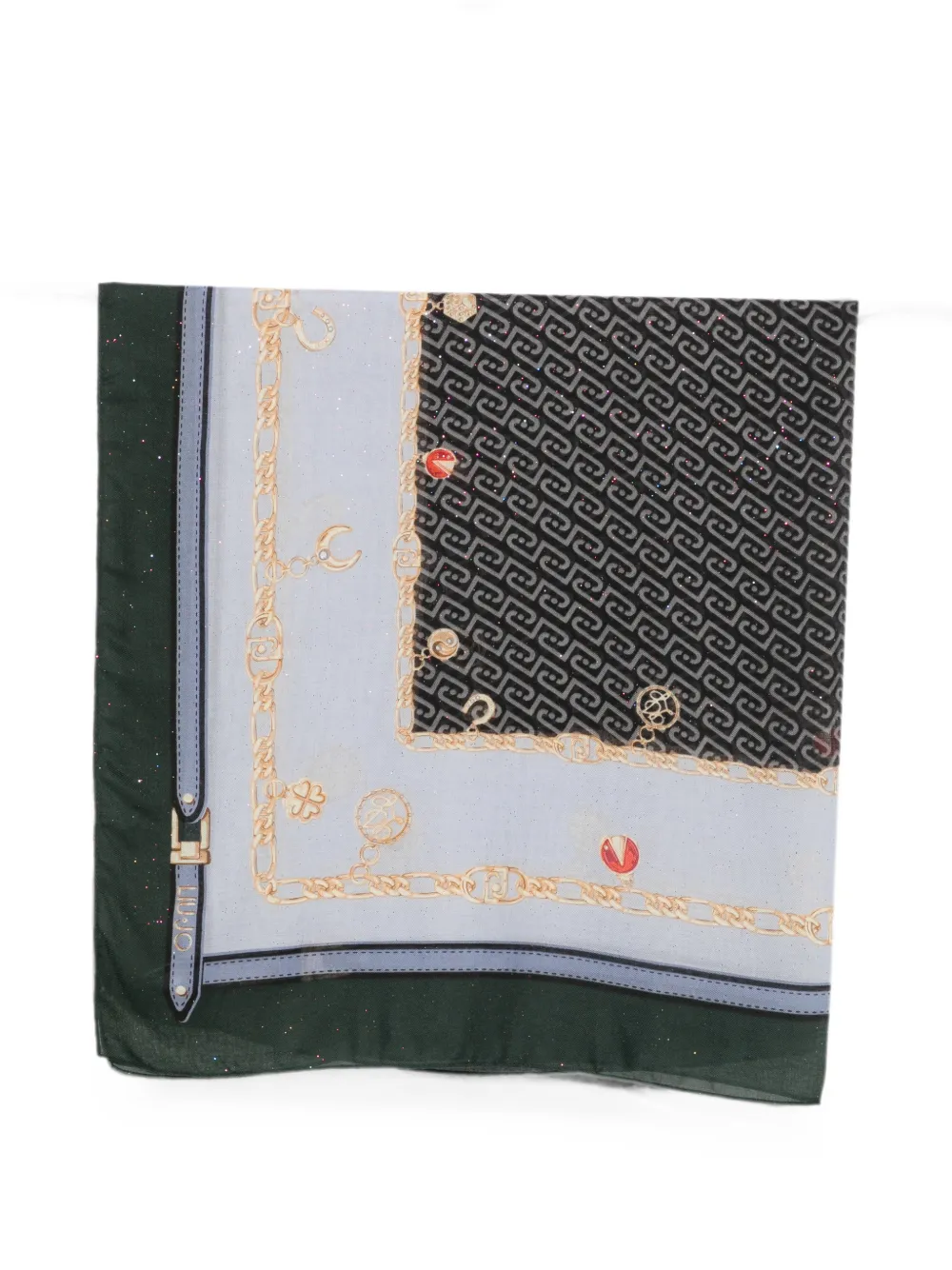 LIU JO monogram-print chain-link scarf - Grün