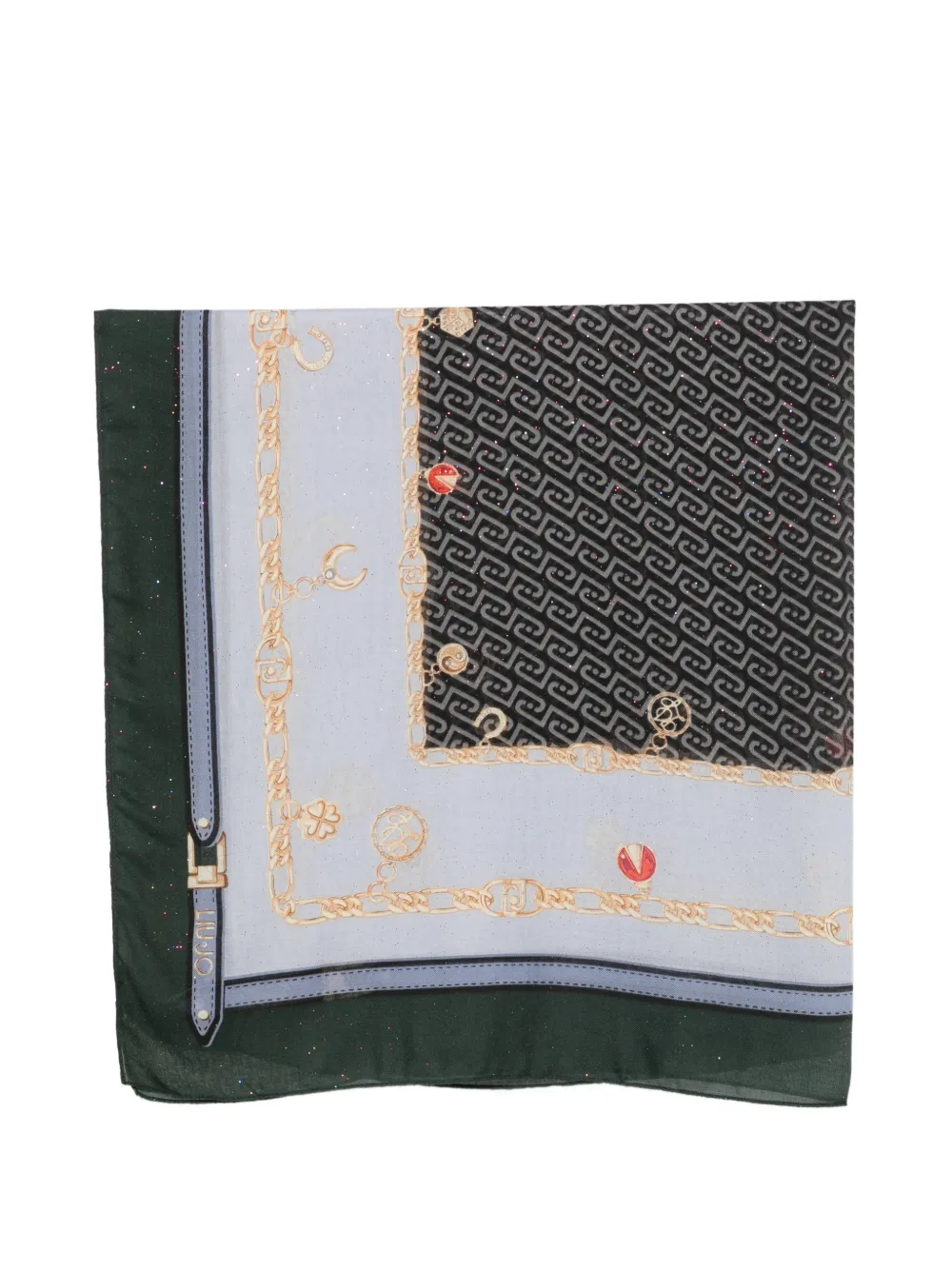 LIU JO monogram-print chain-link scarf - Verde