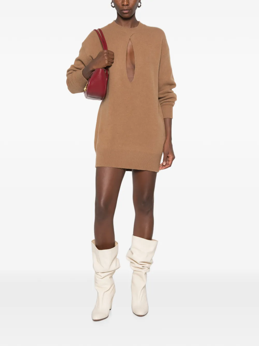 Elisabetta Franchi cut-out knitted mini dress Bruin