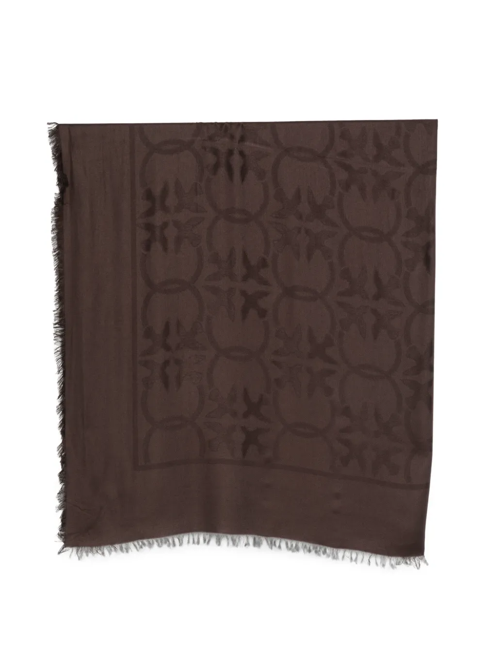 PINKO monogram-pattern frayed scarf - Marrone