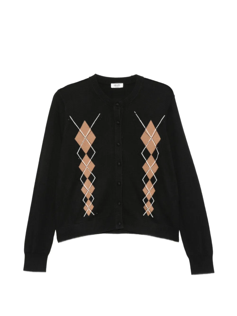 LIU JO argyle-intarsia buttoned cardigan - Nero