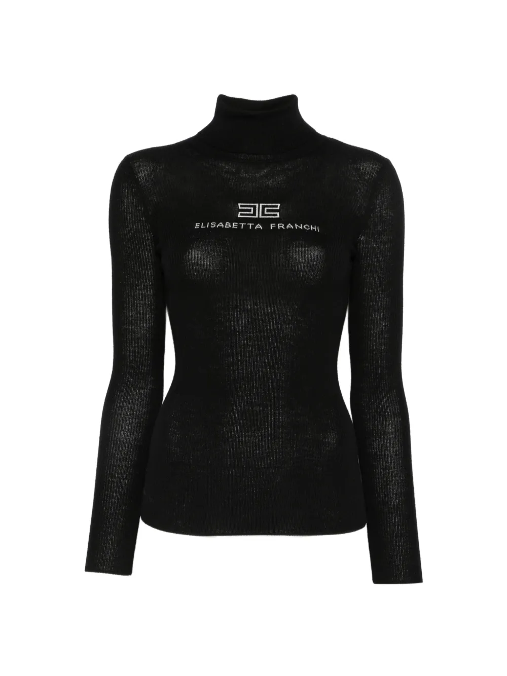 Elisabetta Franchi Rollkragenpullover mit Logo-Stickerei - Schwarz