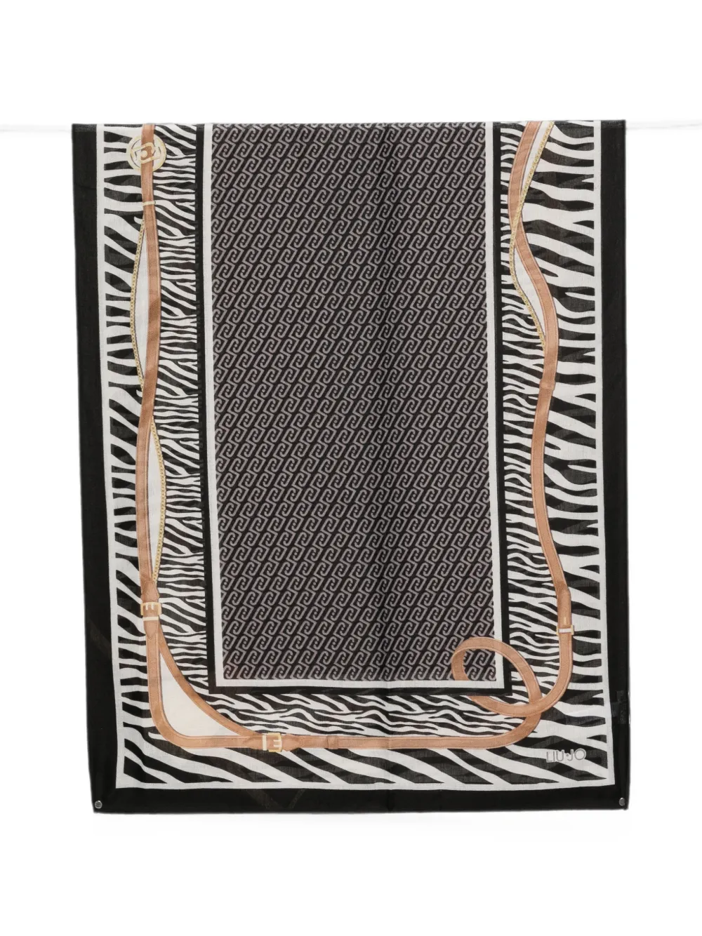 LIU JO zebra-print logo-monogram scarf - Schwarz
