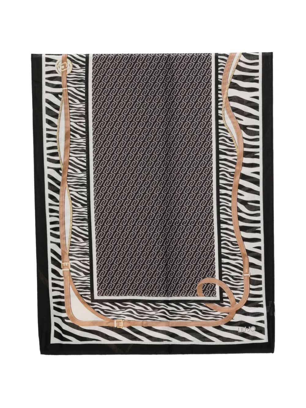 LIU JO Sjaal met zebraprint en logo-monogram Zwart