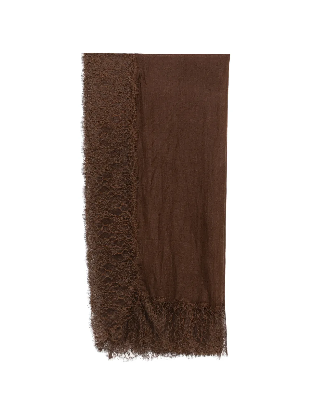 Ermanno Scervino lace-trim cashmere scarf - Marrone
