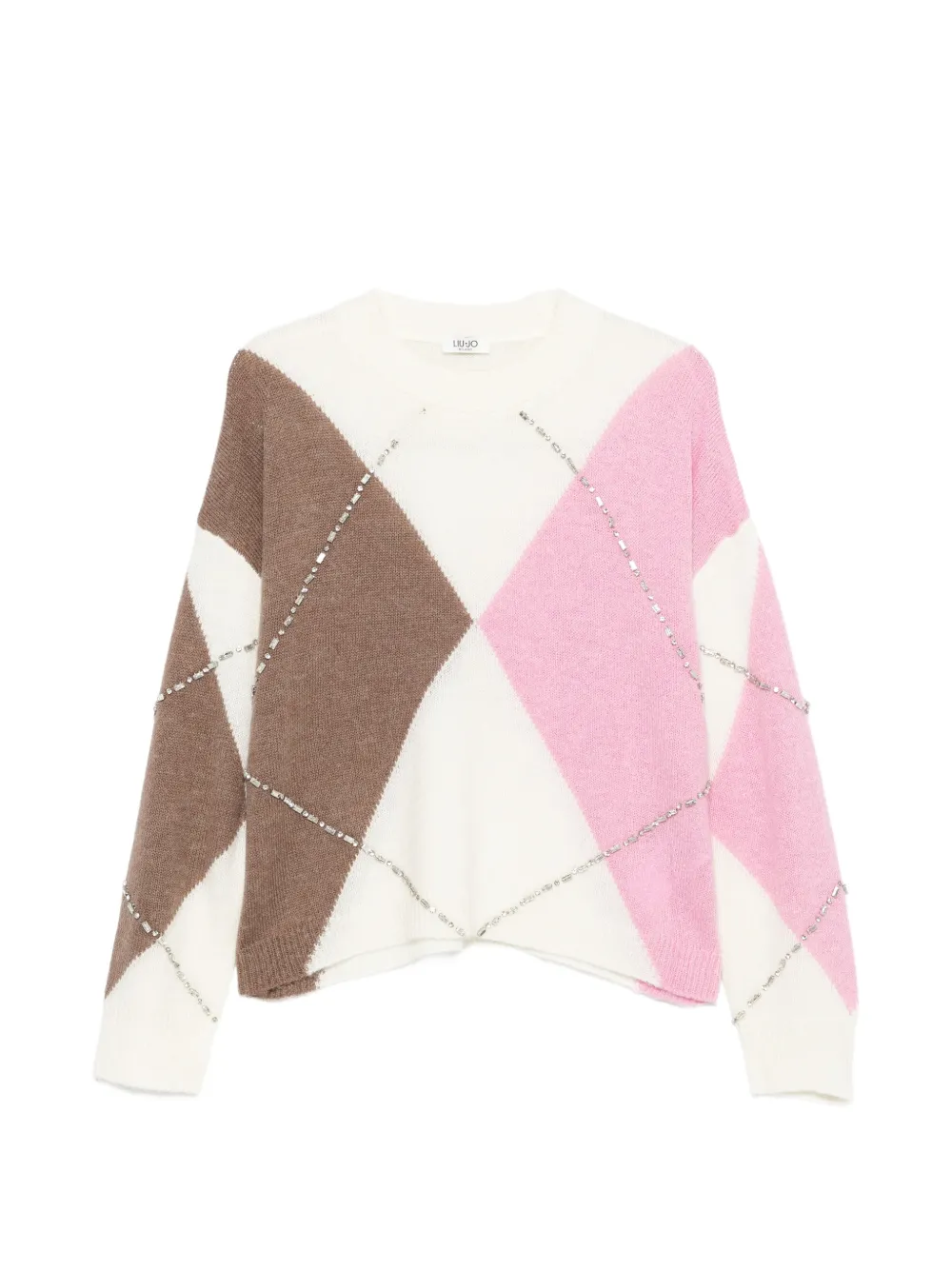LIU JO argyle crystal-embellished sweater