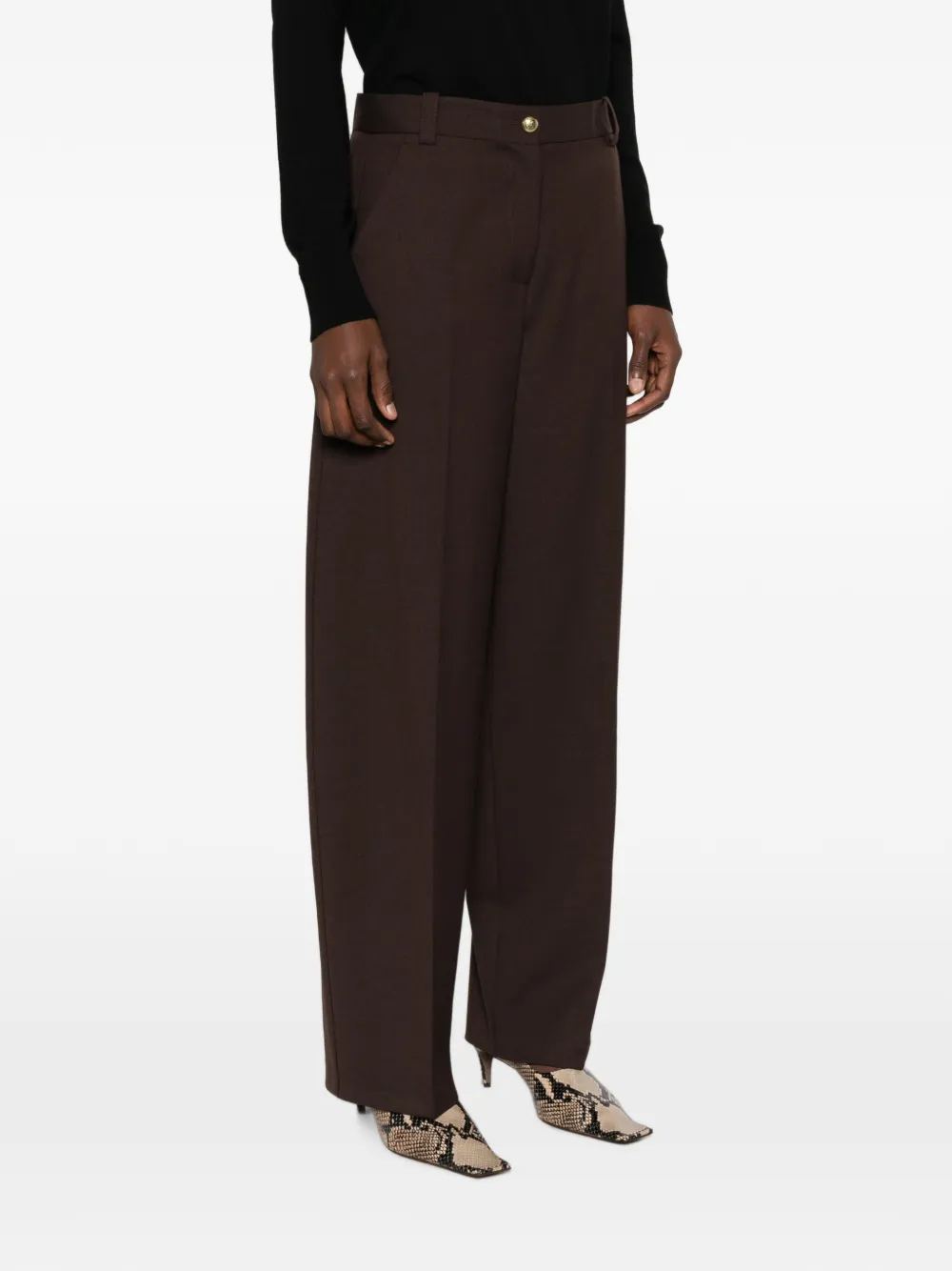 PINKO Balbino broek met wijde pijpen en logopatch Bruin