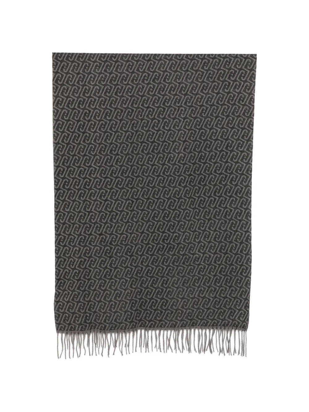LIU JO monogram-pattern fringed scarf - Grigio