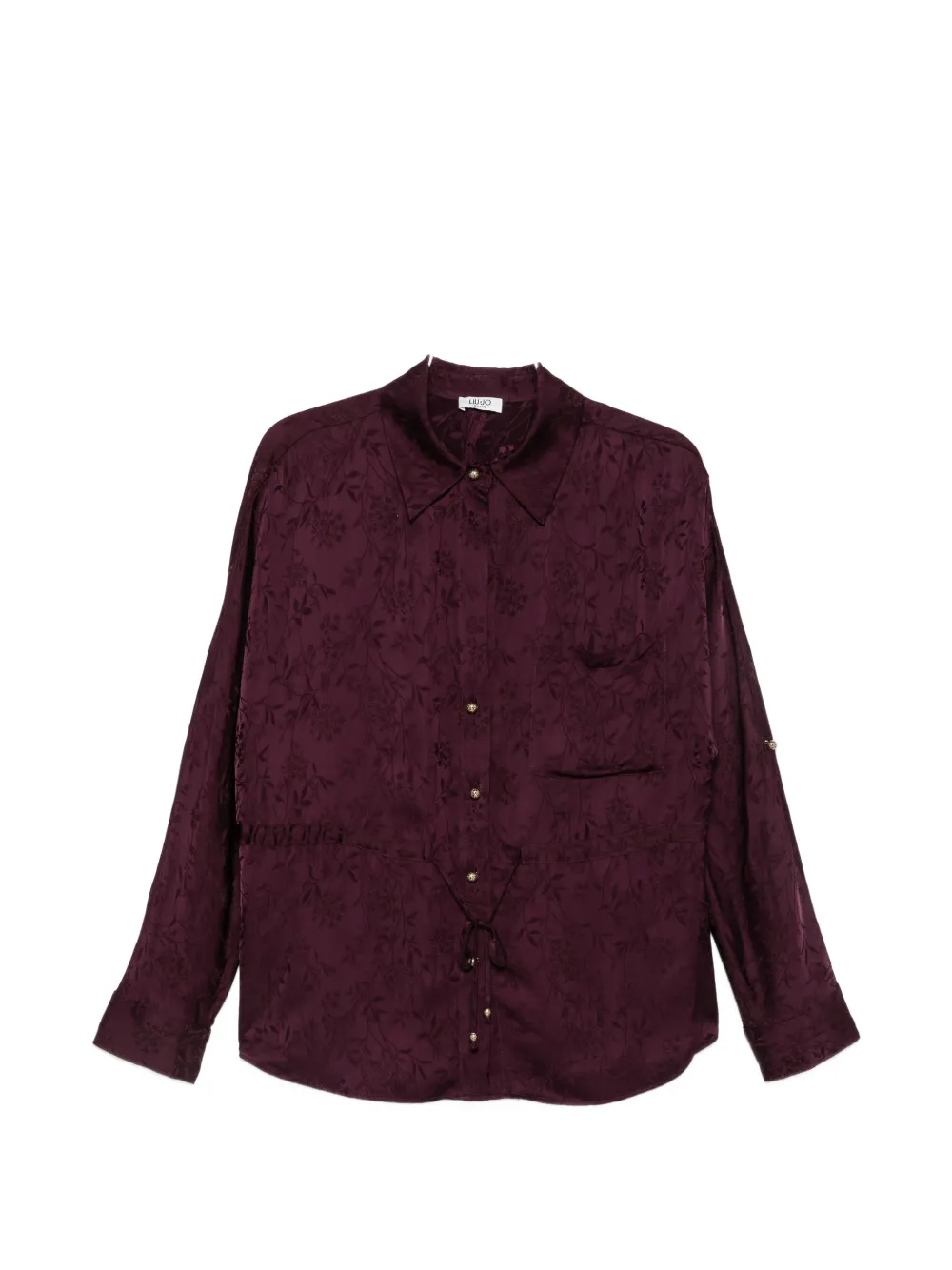 LIU JO floral-jacquard drawstring shirt - Violett