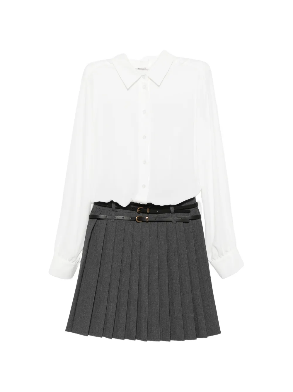 Liu •jo Belted Pleated Midi Dresse In Grey