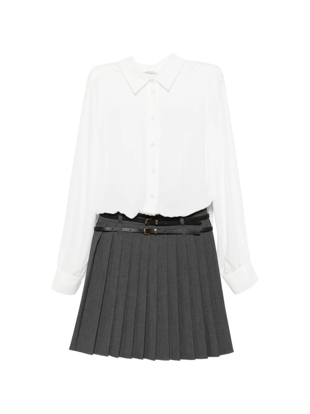 LIU JO belted pleated midi dresse - Grigio