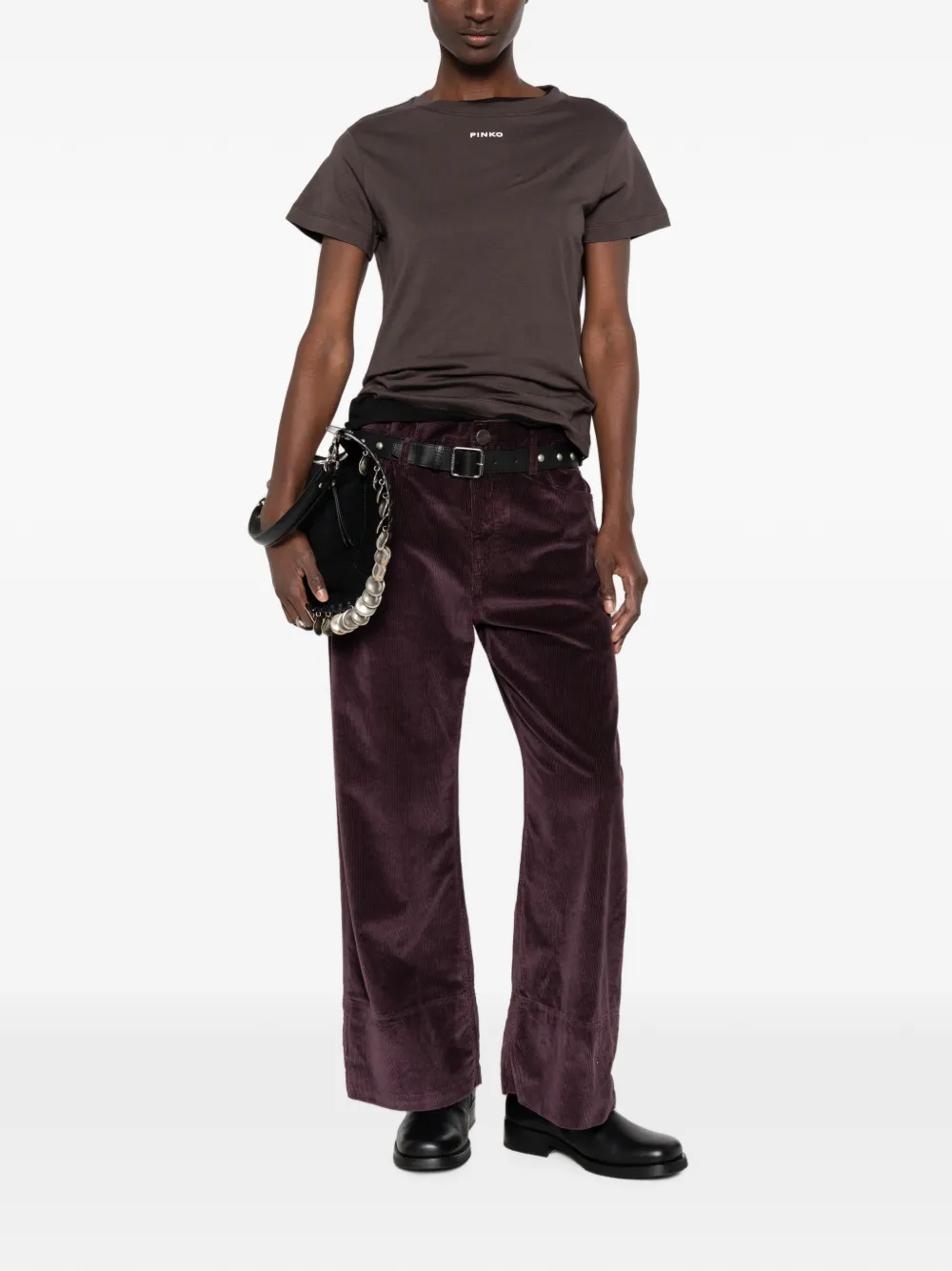 PINKO corduroy wide-leg trousers - Rood