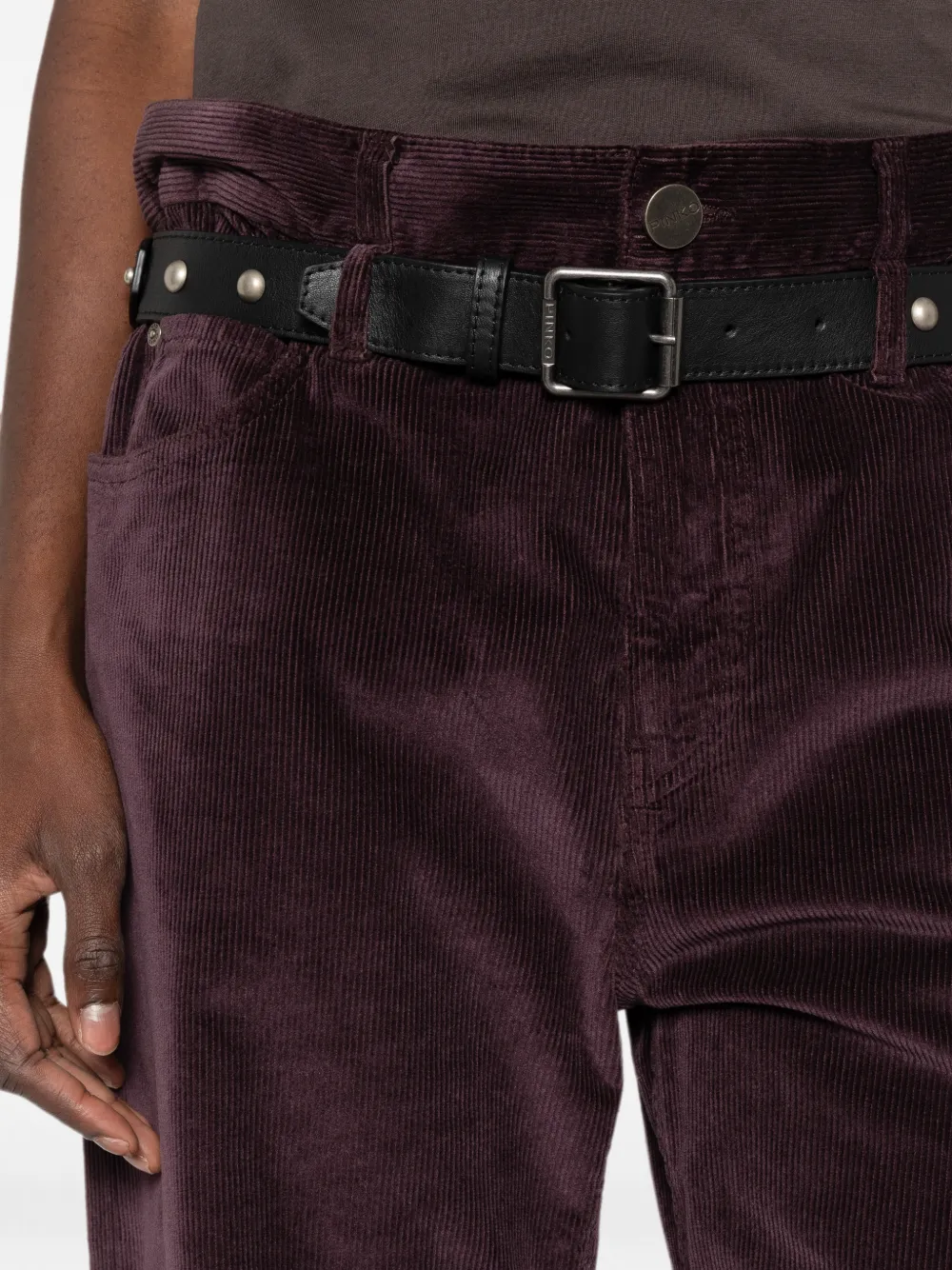 PINKO Ribfluwelen broek met wijde pijpen Rood