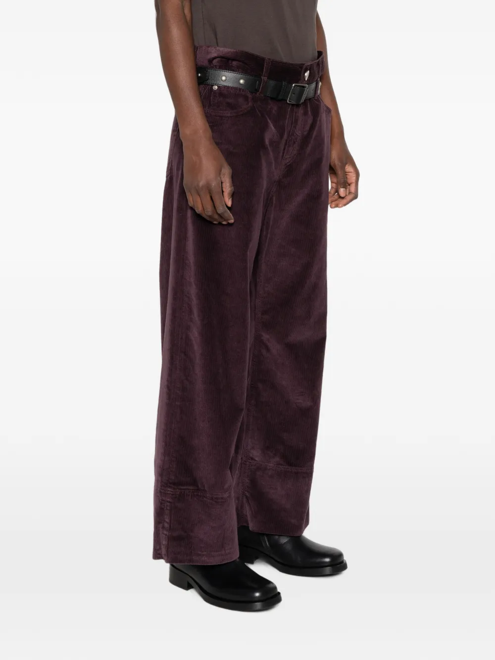 PINKO Ribfluwelen broek met wijde pijpen Rood