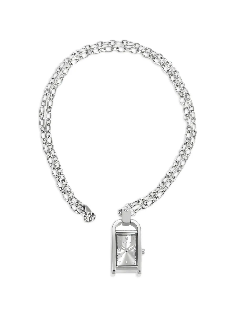 Invicta rectangular-frame 17.5mm necklace watch - Argento