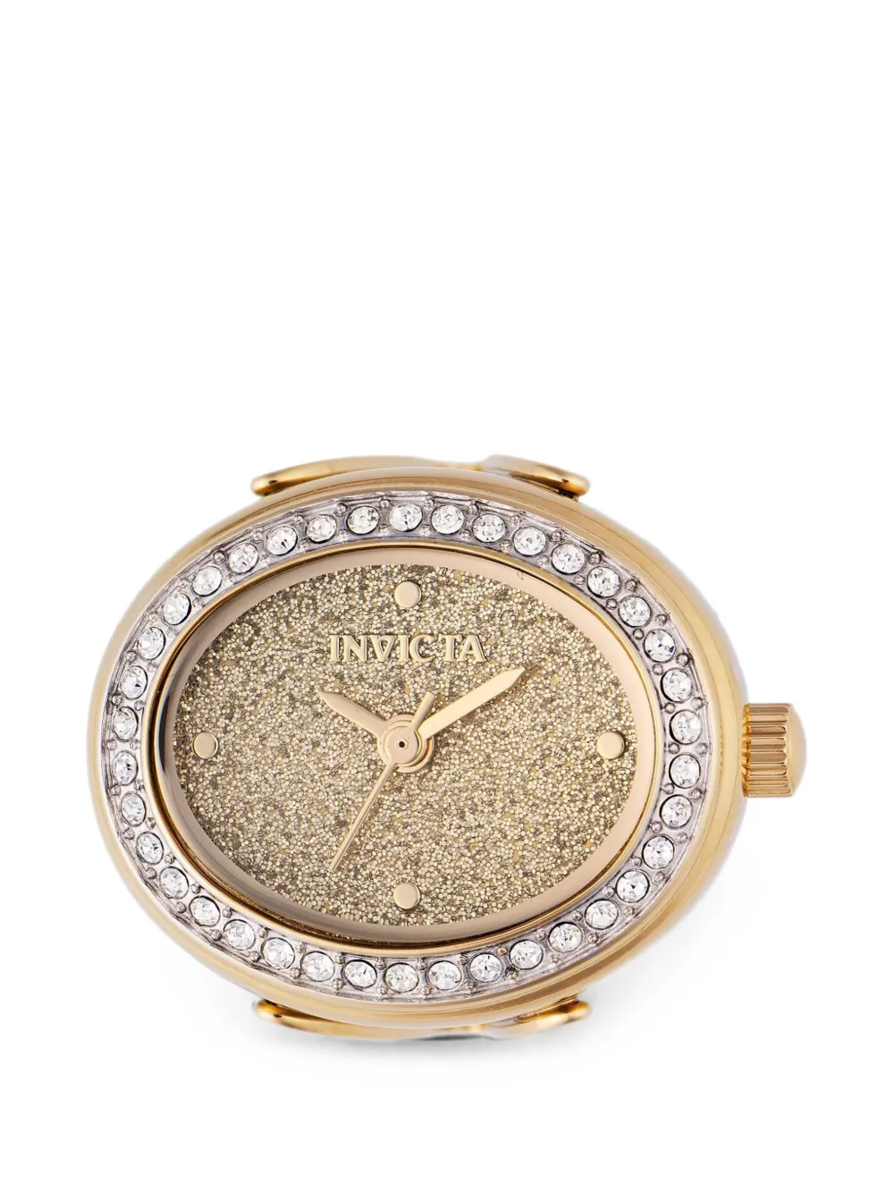 Invicta Crystal-embellished Oval 24mm Ring Watch In Gold
