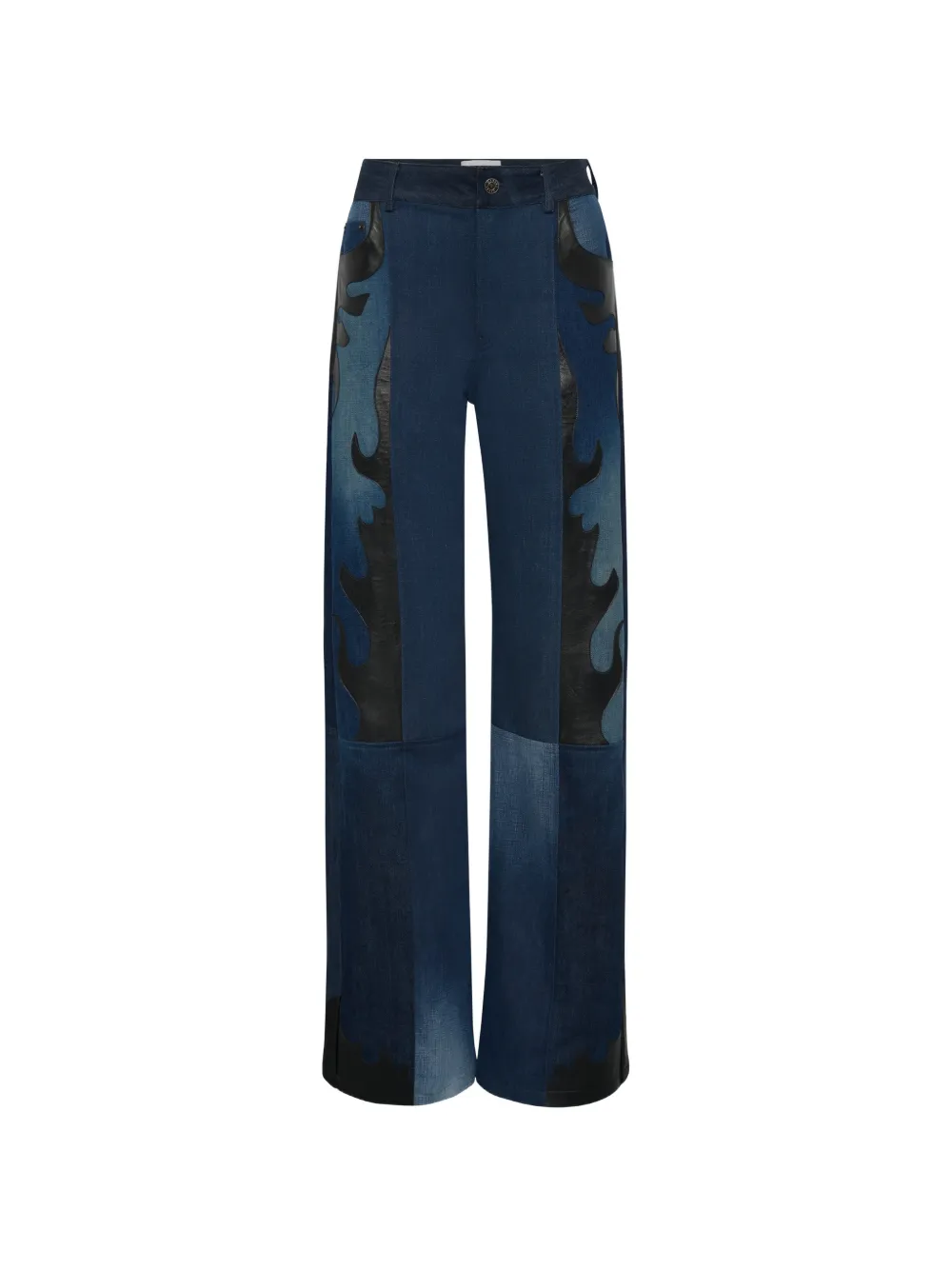 Marine Serre Jeans met leren patchwork Blauw