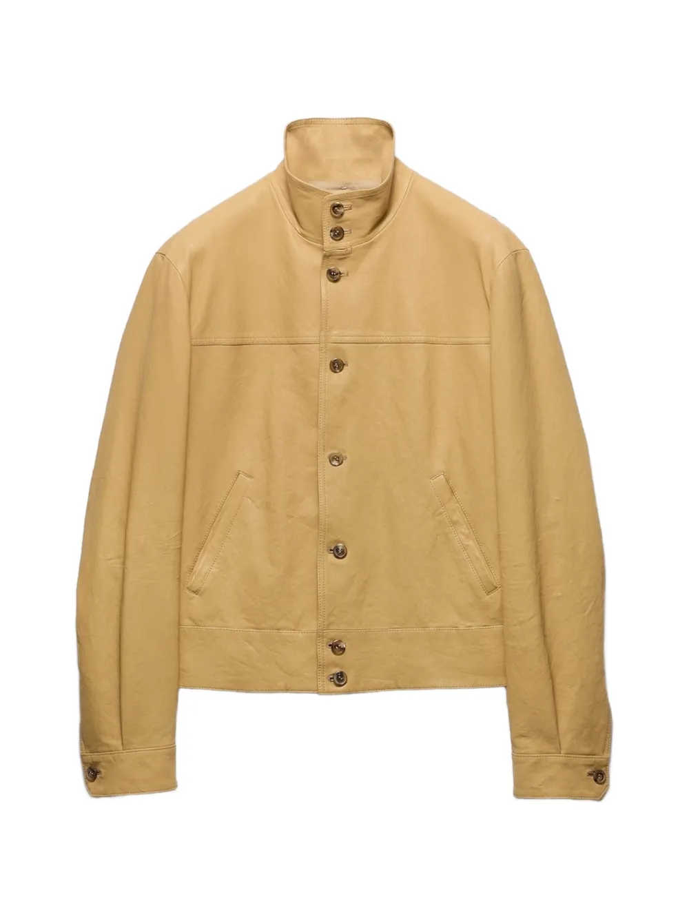 Prada button-down leather jacket - Neutrals
