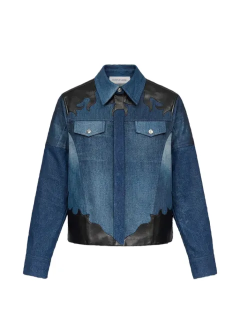 Marine Serre leather-patches trucker denim jacket