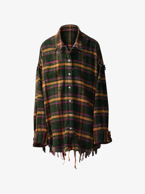 R13 distressed check-pattern shirt