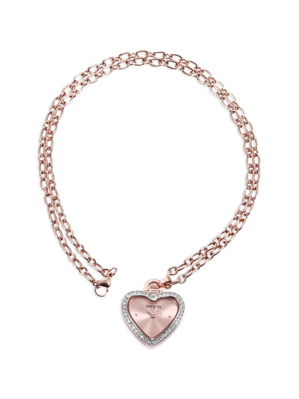 Invicta heart-case crystal-bezel 28mm necklace watch - Rosa