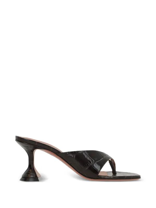 Amina Muaddi Croc-effect Martini-heel Sandals in Brown