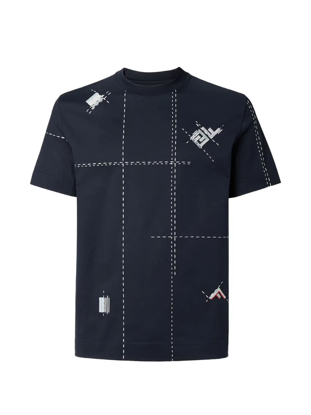 FENDI contrast-stitch T-shirt - Blau