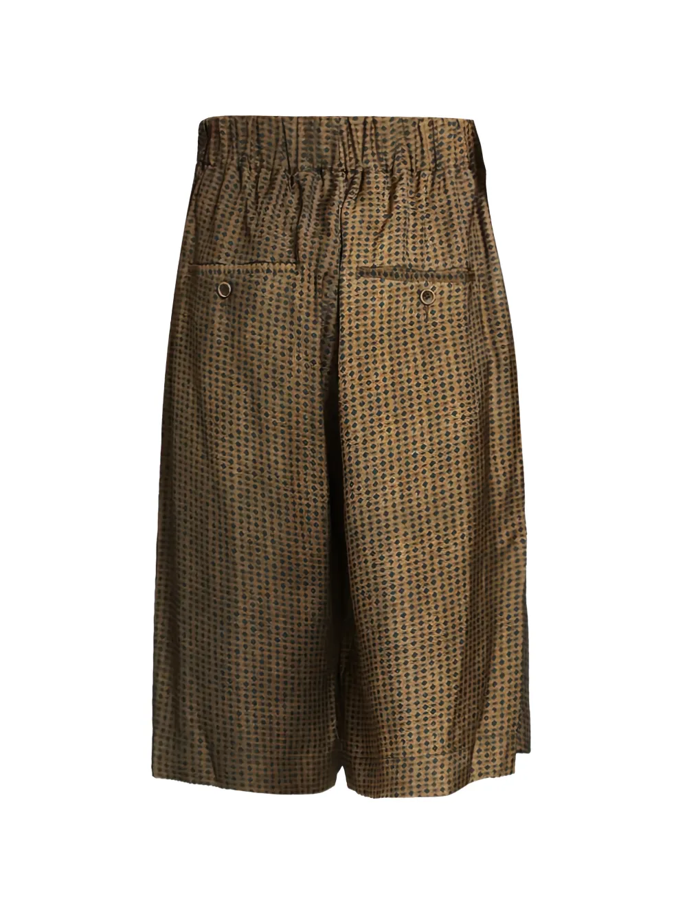 Uma Wang Geplooide shorts met geometrische print Bruin