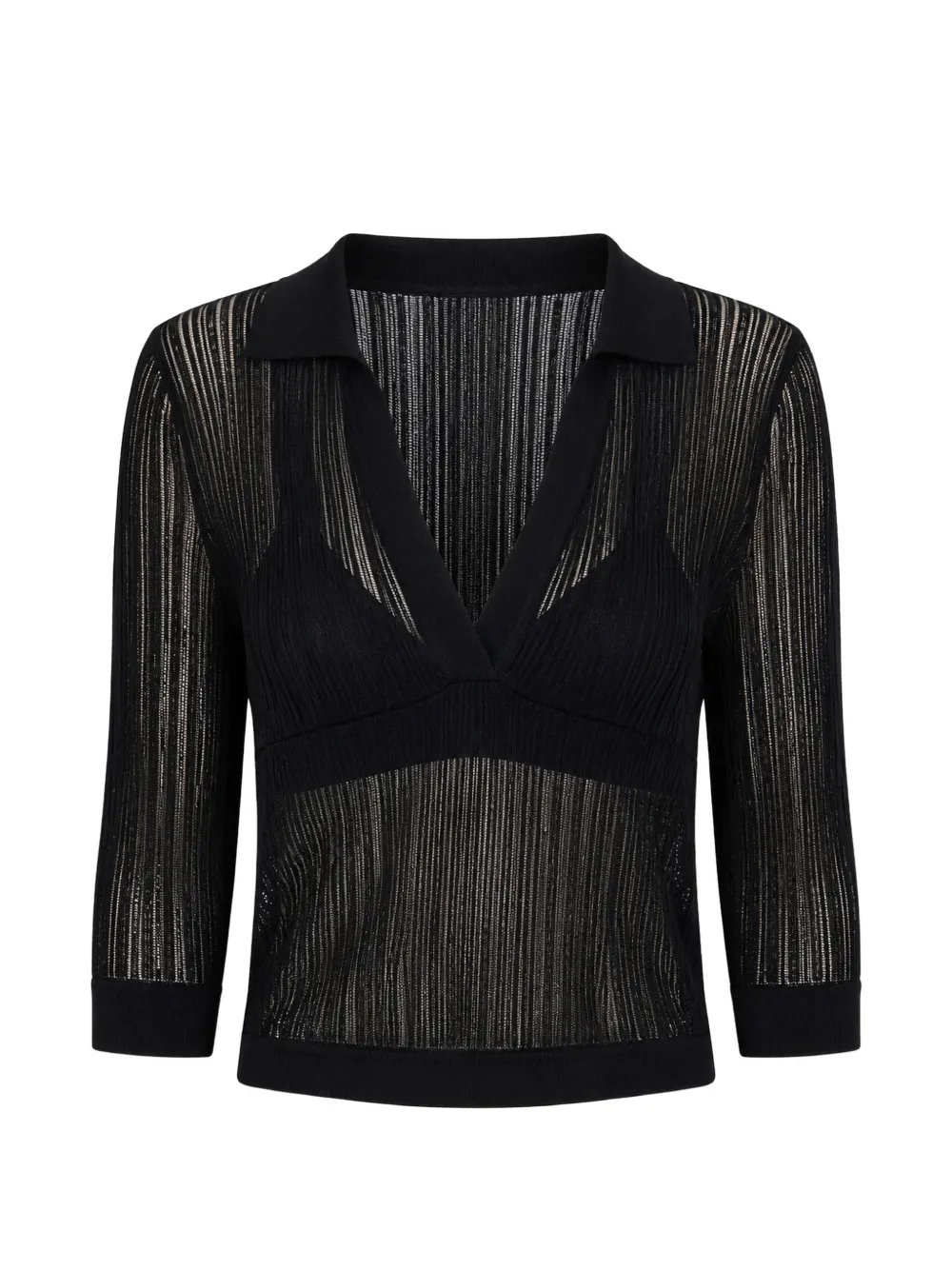 Uma Wang striped semi-sheer top - Nero