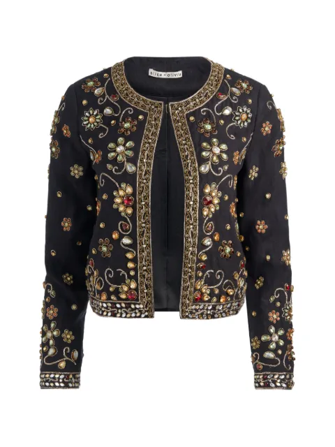 alice + olivia crystal-embellished embroidered jacket