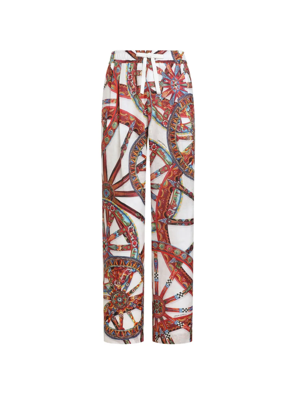 Dolce & Gabbana Carretto-print drawstring trousers - White