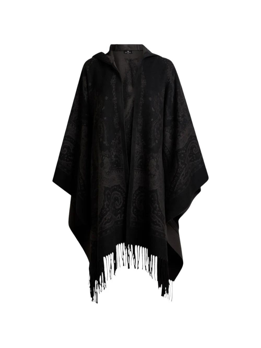 ETRO paisley-print hooded poncho - Schwarz