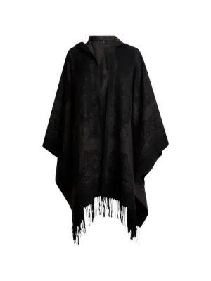 ETRO ペイズリーフーデッドポンチョ | ブラック | FARFETCH JP