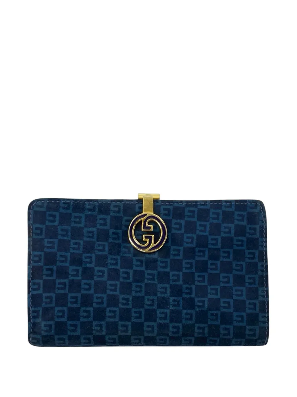 Gucci Pre-Owned Portafoglio bi-fold in pelle scamosciata con logo G XX secolo - Blu
