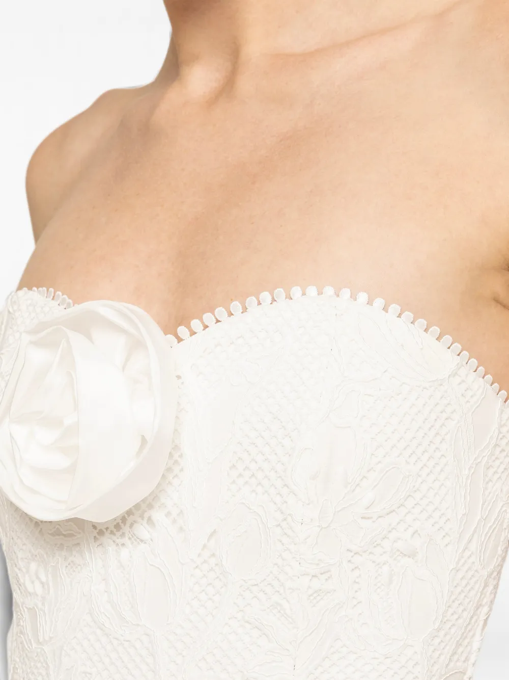 NISSA Strapless mini-jurk met kant Wit