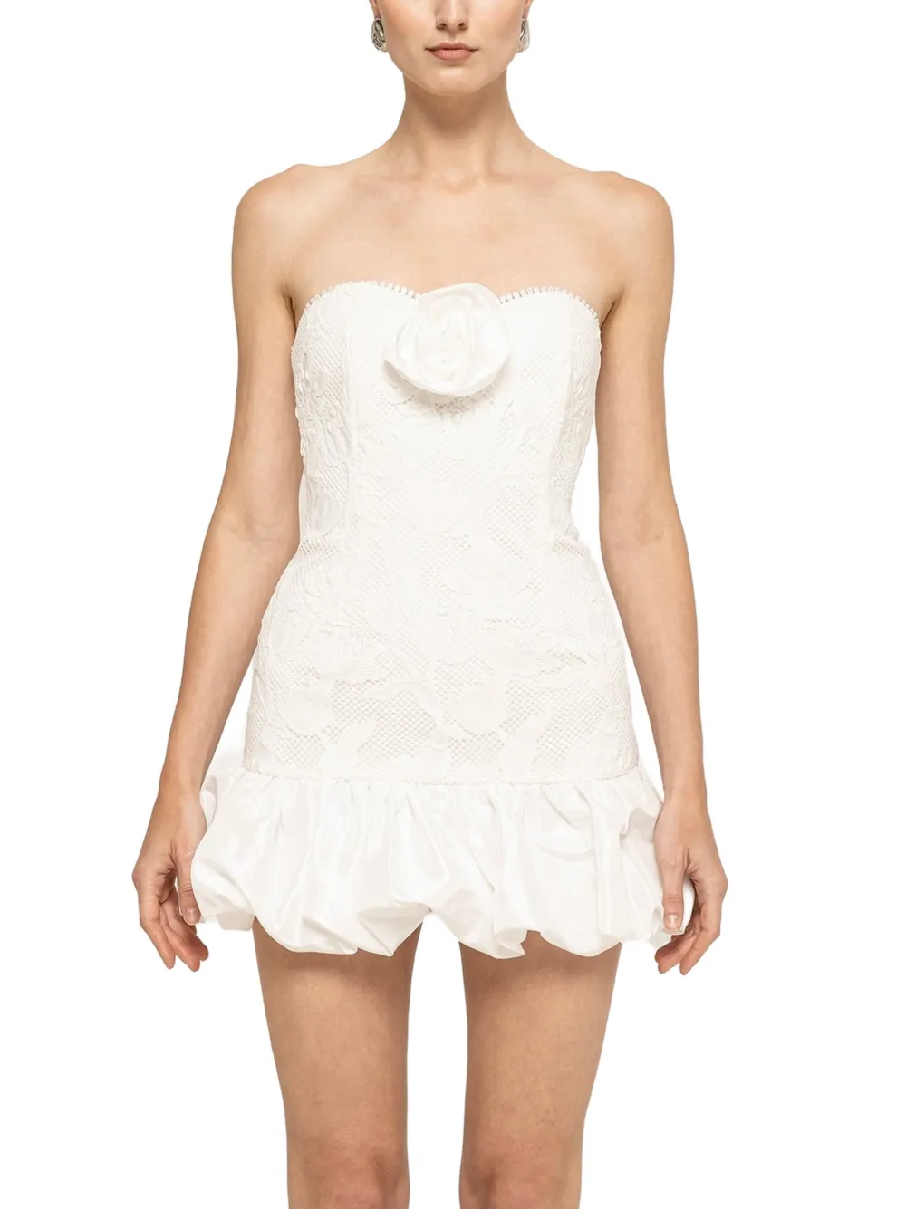 NISSA strapless mini lace dress - Bianco