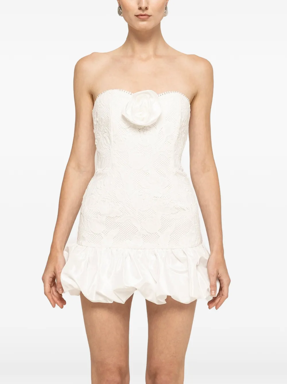 NISSA strapless mini lace dress - Bianco