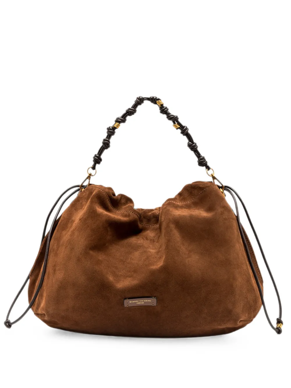 GIANNI CHIARINI large Morgana suede shoulder bag - Marrone