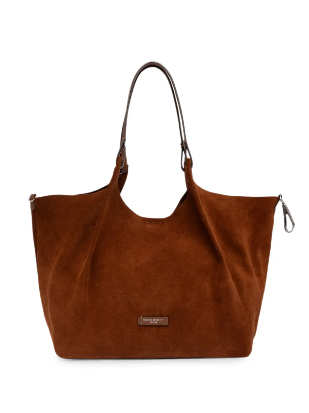 GIANNI CHIARINI suede-finish logo-patch shoulder bag - Marrone