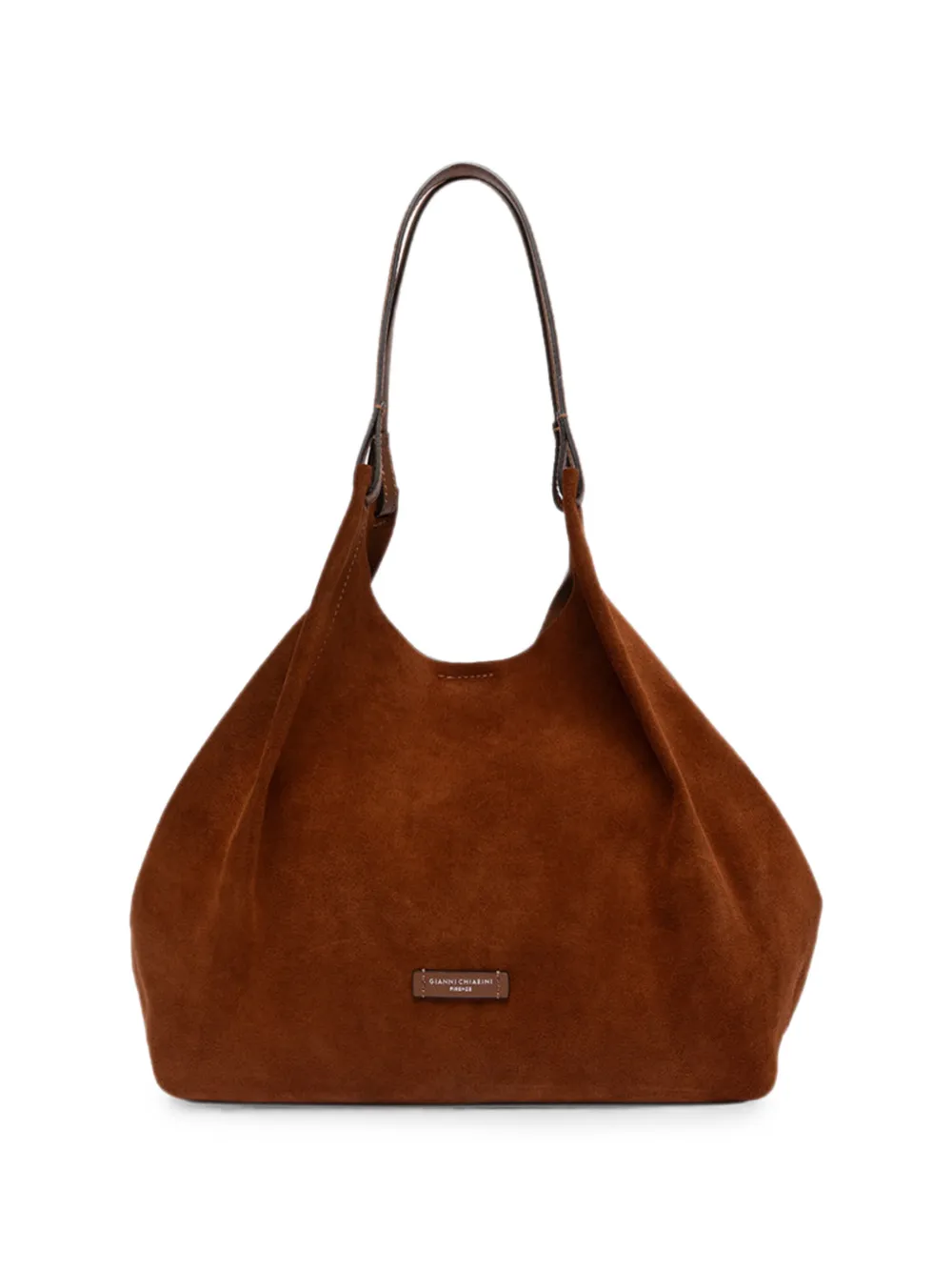 GIANNI CHIARINI Schoudertas met suède afwerking en logopatch Bruin