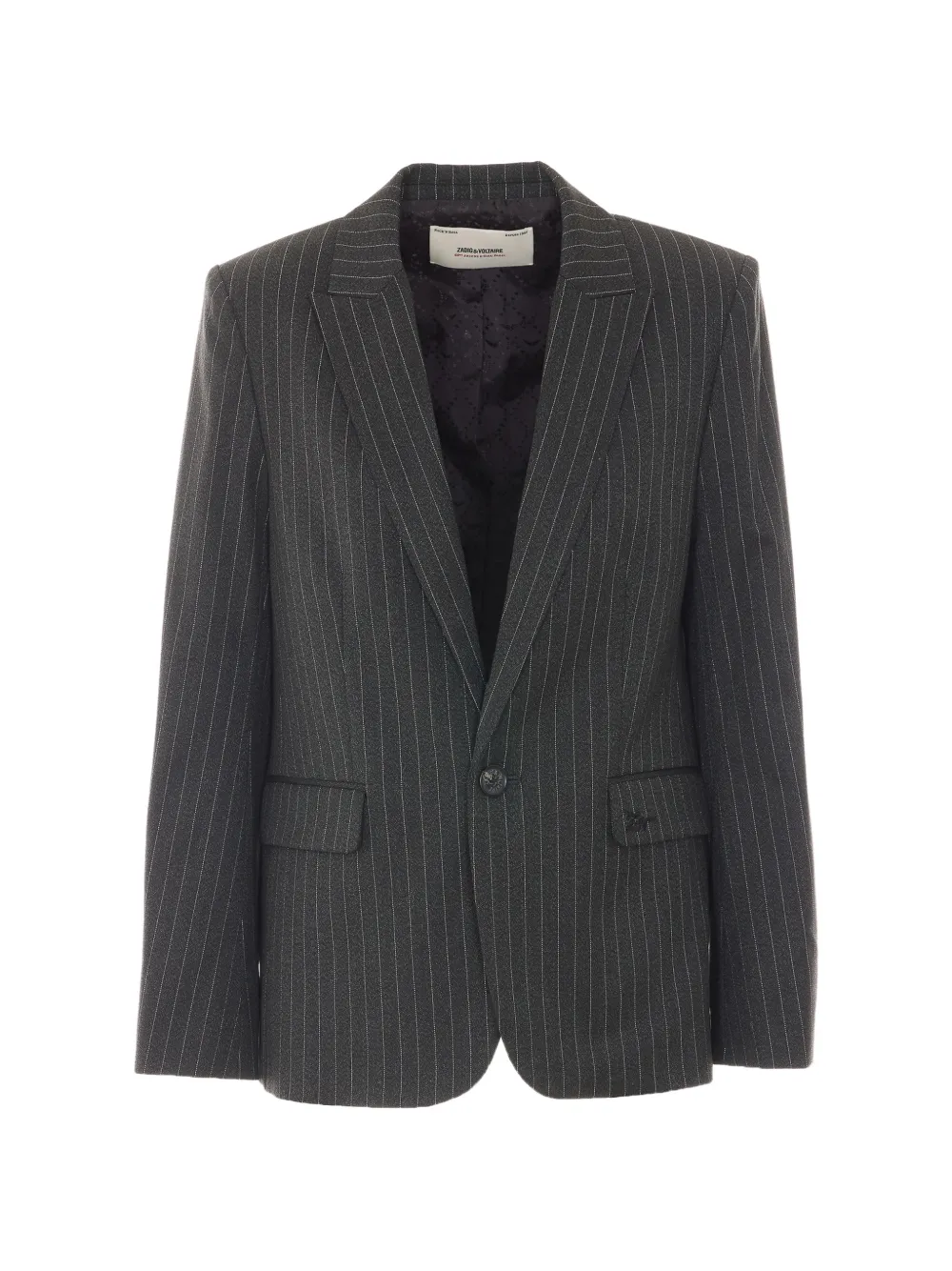Zadig&Voltaire pinstriped embroidered-logo blazer - Grau