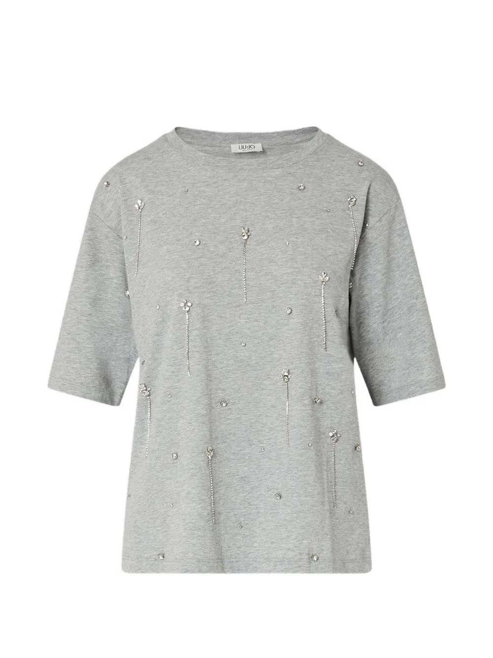 LIU JO T-shirt verfraaid met kristallen Grijs