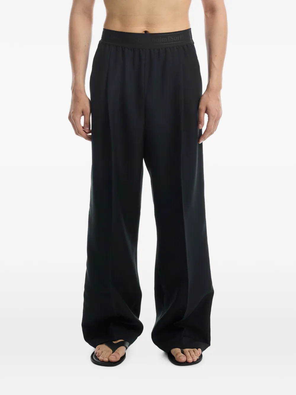 Stockholm Surfboard Club side-stripe wide-leg trousers - Nero