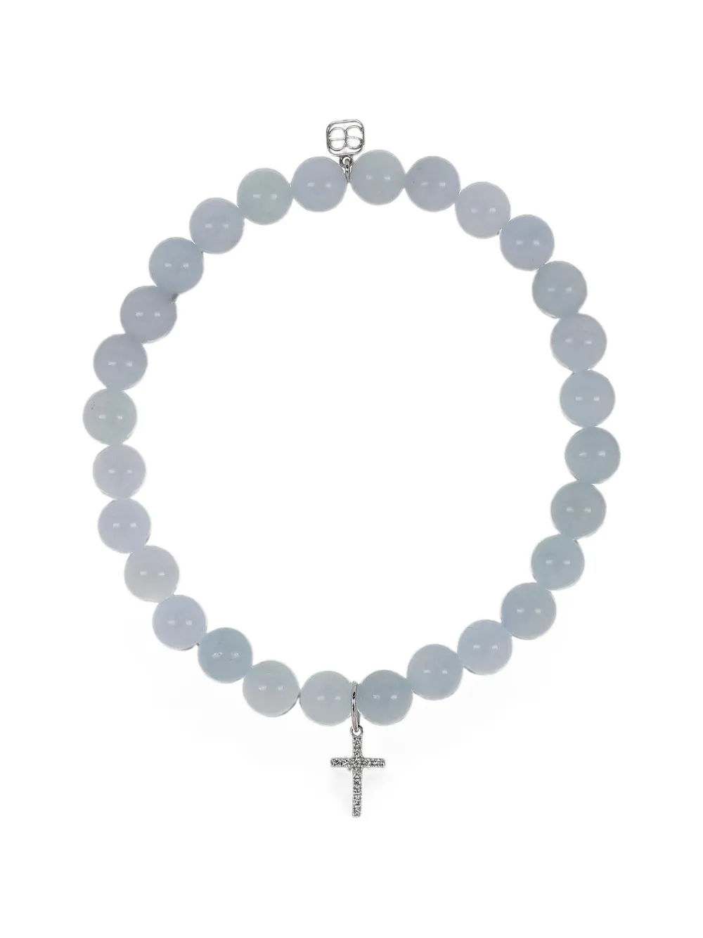 Sydney Evan aquamarine cross charm bracelet - Blue